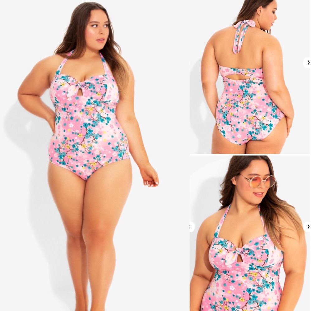 Cherry Blossom One Piece Swimsuit sz 0X
